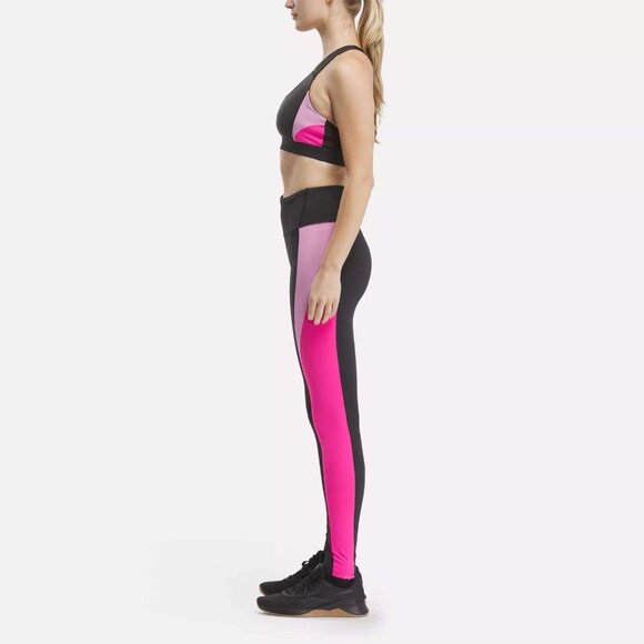 Reebok Plus Lux Colorblocked Racerback Sports Bra Women's 3X (22-24W )Black/Pink - Picture 4 of 10